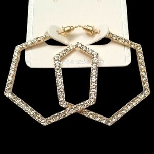 3 for $15 Sparkly Hexagonal Hoop Earrings